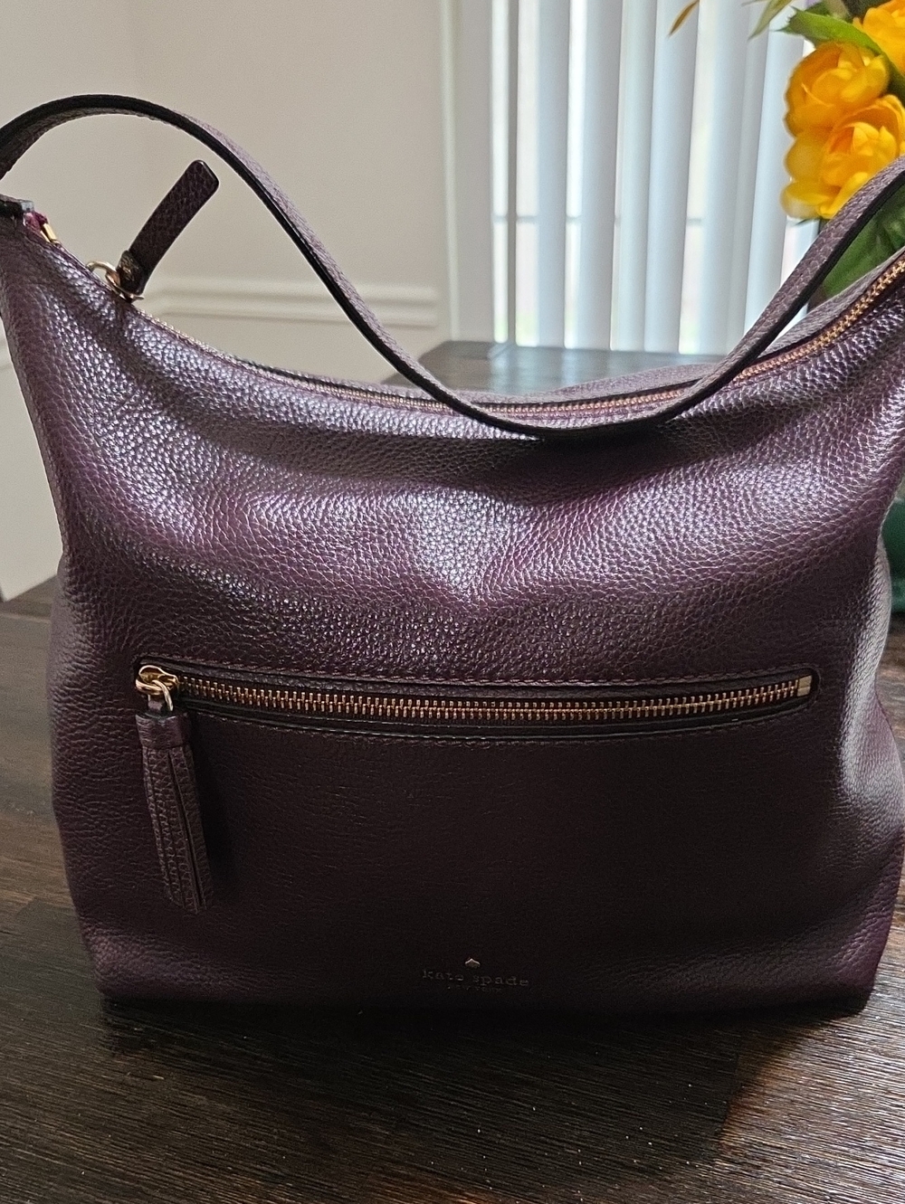 kate spade Pebbled Leather Shoulder Bag in Plum